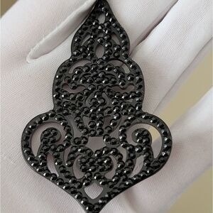 Black Earrings Crystal Filigree Ornate  Earrings #0021